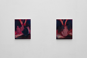 Angelos Merges, Afterglow, 2025. Exhibition view. Oil on canvas