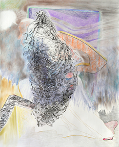 Bettina Carl, Kniender (Kneeling), 2023. Chalk and charcoal, 150 × 122 cm