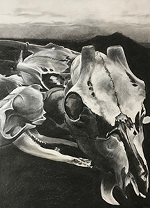 Dieter Holliger, Dämmerung (Twilight), 2022-. Chalk and charcoal on cardboard. 80 × 110 cm