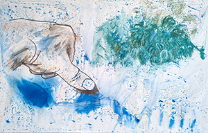 Dominique Lämmli, The Collapse of Systems (25-1), 2025. Oil, acrylic, soft pastel on linen, 315 × 200 cm