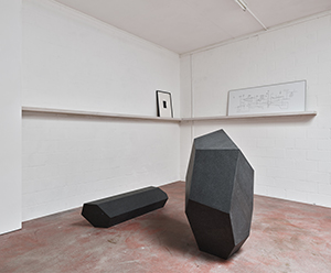 Sandro Steudler, Crystals for the Anthropocene I, 2022, and Crystals for the Anthropocene IV, 2022. Data sculpture, translucent concrete, LED technique, computer control, 132 × 77 × 57 cm, and 27 × 132 × 27 cm